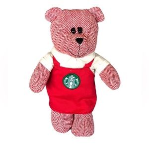Starbucks Coffee Barista Bear With Apron Plush Stuffed Animal